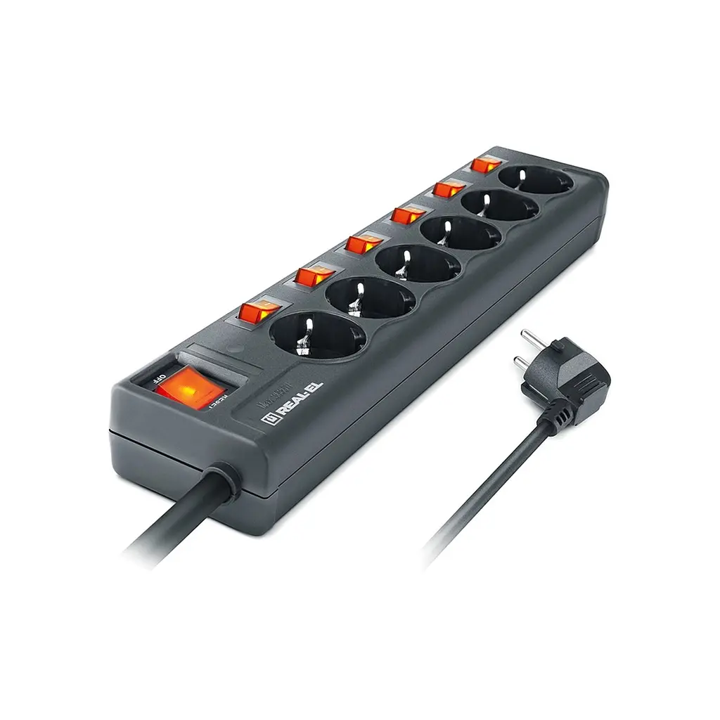 Мережевий фільтр живлення REAL-EL RS-6 EXTRA 3m, black (EL122300002) - фото 6