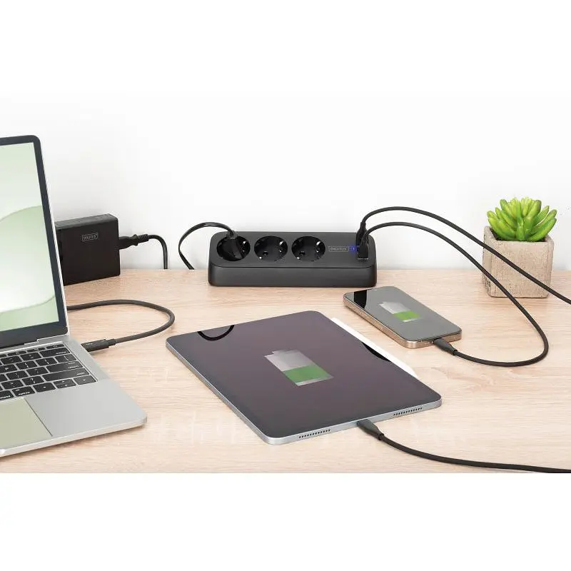 Блок розеток Digitus Office, 3xSchuko, 2xUSB-A, 1xUSB-C, 16A, 1.5 м, вилка Schuko, чорний - фото 10