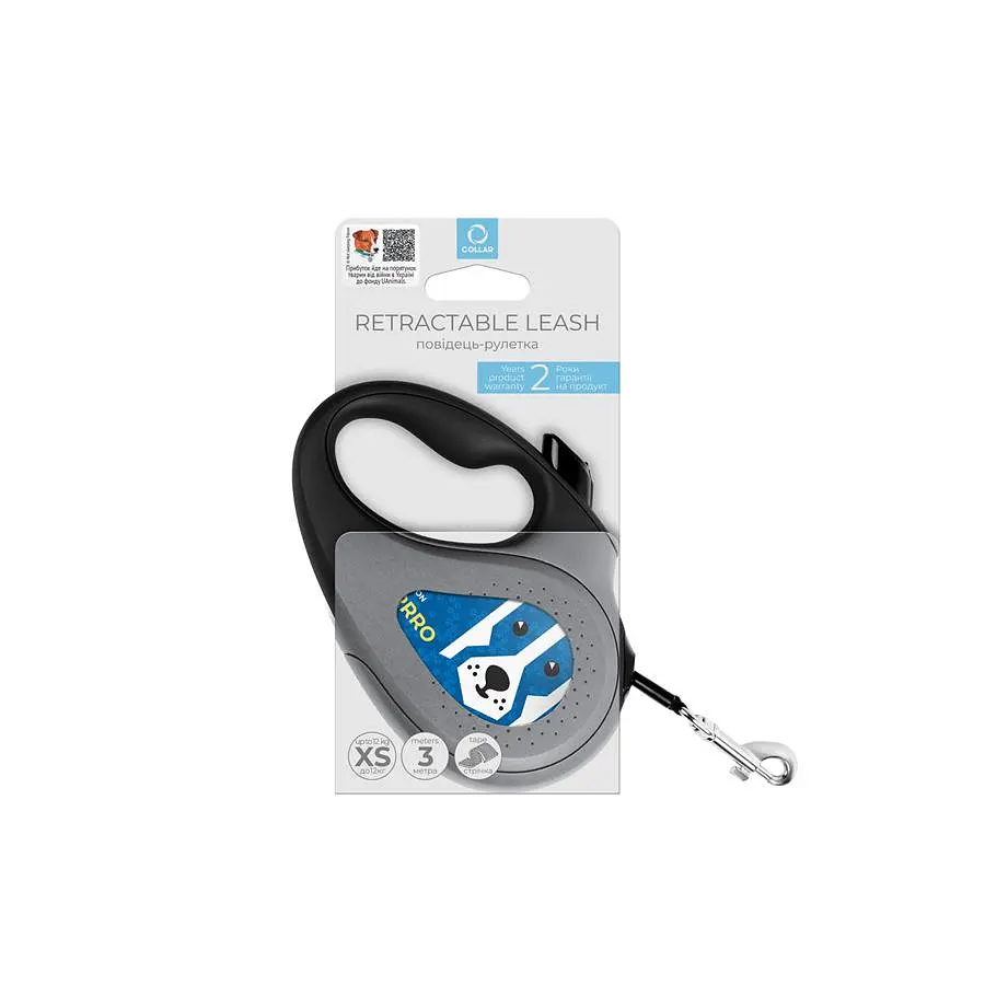 Повідець-рулетка для собак Waudog R-leash малюнок Патрон XS до 12 кг 3 м світловідбиваюча стрічка - фото 2