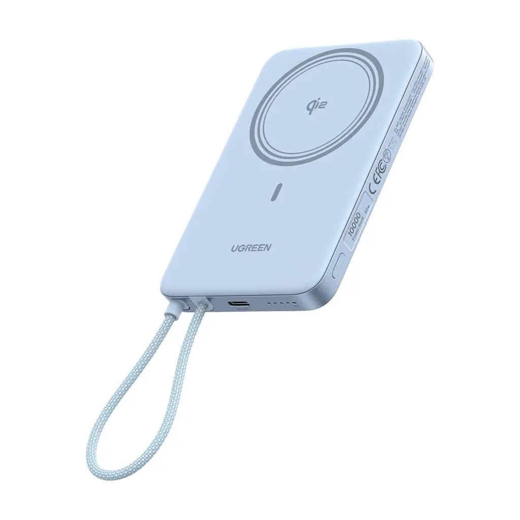 Батарея універсальна Ugreen 10000mAh 30W 1xUSB-C + 15W Magnetic Wireless + cable USB-C blue (65839B) - фото 5