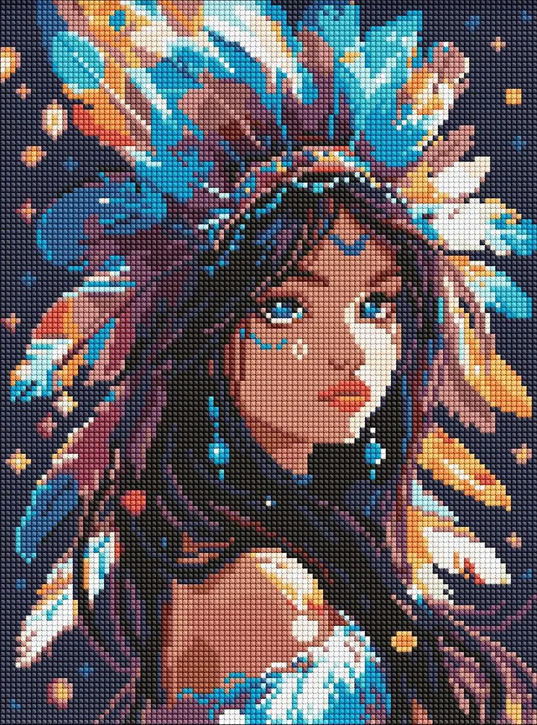 Алмазная мозаика/вышивка Девушка индианка 30*40 см Идейка AMO 8069
