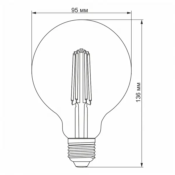 LED лампа VIDEX Filament G95FAD 7W E27 2200K дімерна бронза - фото 4