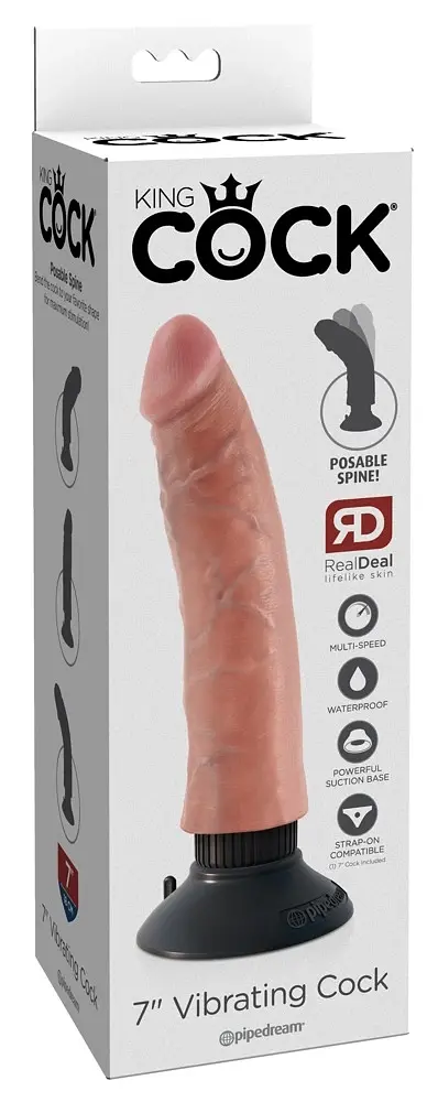 Вібратор King Cock Vibrating Cock 7 Inch 18 см тілесний - фото 2