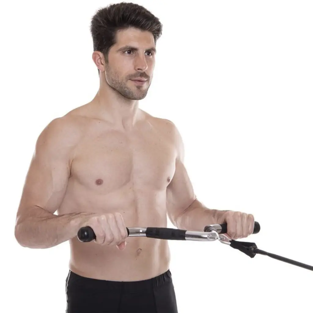 Ручка для тяги York Fitness V-подібна багатофункціональна з гумовими рукоятками, хром - фото 11