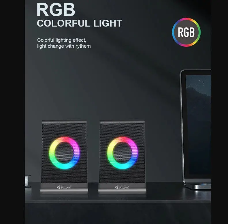 Комп'ютерні колонки Kisonli X12 RGB, 6 Вт, для ПК і ноутбука - фото 3