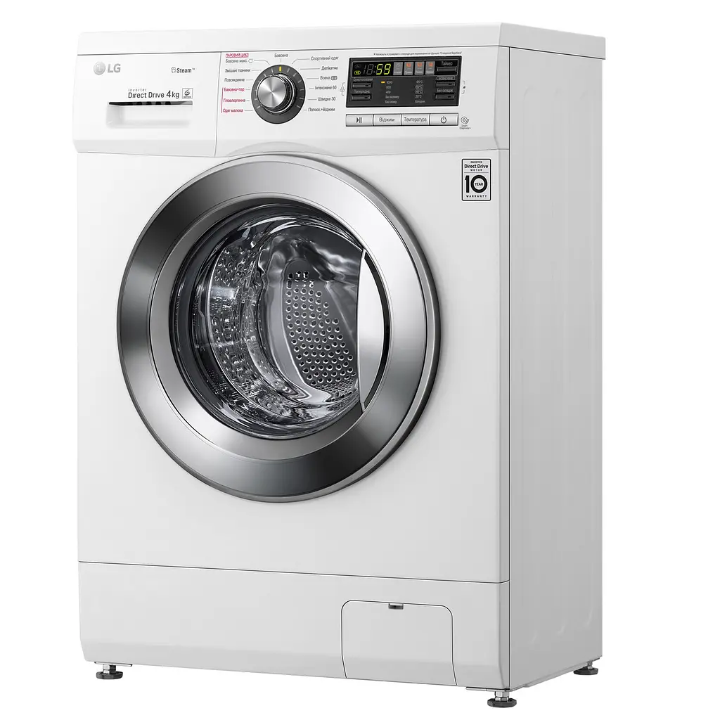Пральна машина LG з фронтальним завантаженням F1096SDS3, 4кг, 1000, A++, Пар, глибина 36см, Дисплей, Інвертор, Білий (F1096SDS3) - фото 7