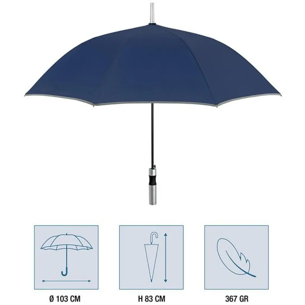Зонтик-трость Perletti Reflecting с системой антиветер темно-синий (P96014-02) - фото 4