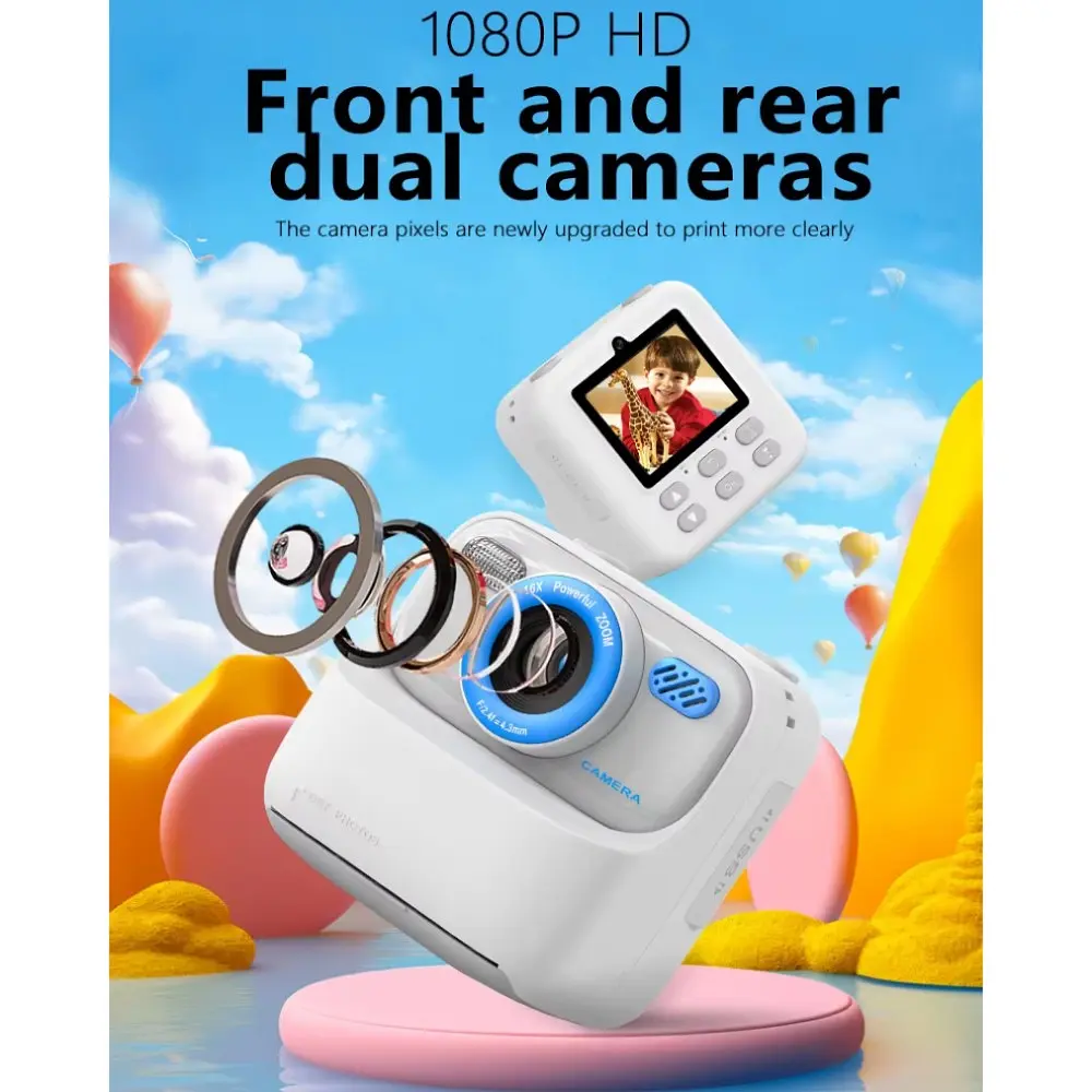 Дитяча камера миттєвого друку Instant Print Camera P79 (Білий) - фото 5