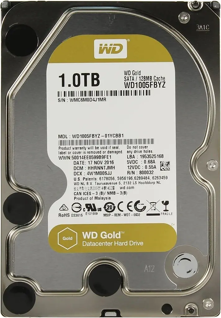 Жорсткий диск Western Digital Gold HDD 3.5" 1 ТБ б/в (WD1005FBYZ) - фото 2