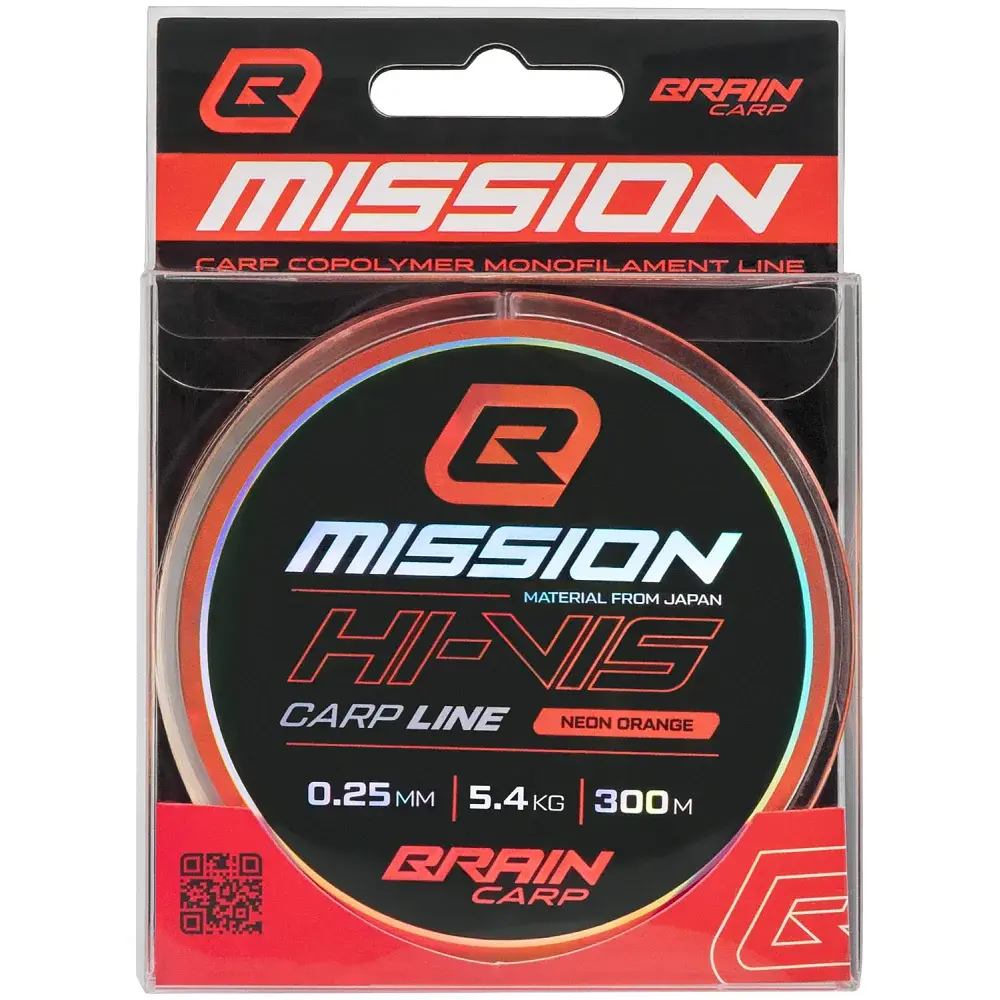 Волосінь Brain Mission Carp Line (Neon Orange) 300m 0.25mm 5.4kg - фото 2