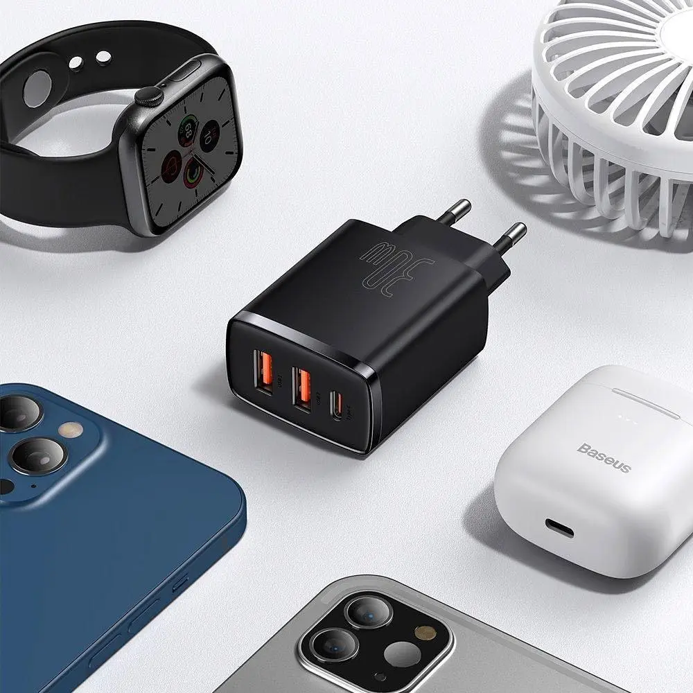 Мережевий зарядний пристрій Baseus Compact Quick Charger 2U+C 30W Black (CCXJ-E01) [73372] - фото 6