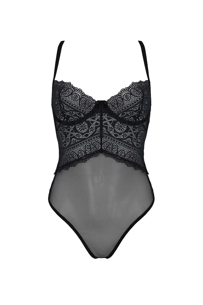 Боді Passion KERRIA BODY black, XXL/XXXL, з високими вирізами та верхом балконет - фото 3