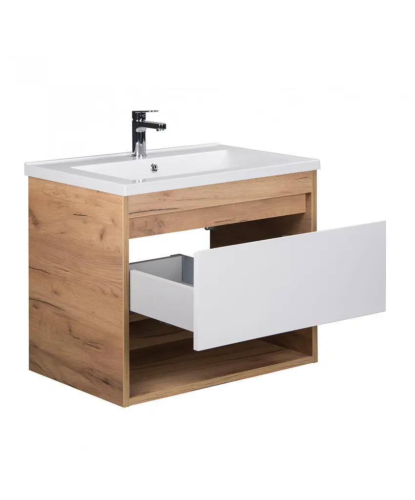 Тумба Мойдодир Oslo 70 Wood з умивальником Cosmo 70 дуб крафт/Білий - фото 2