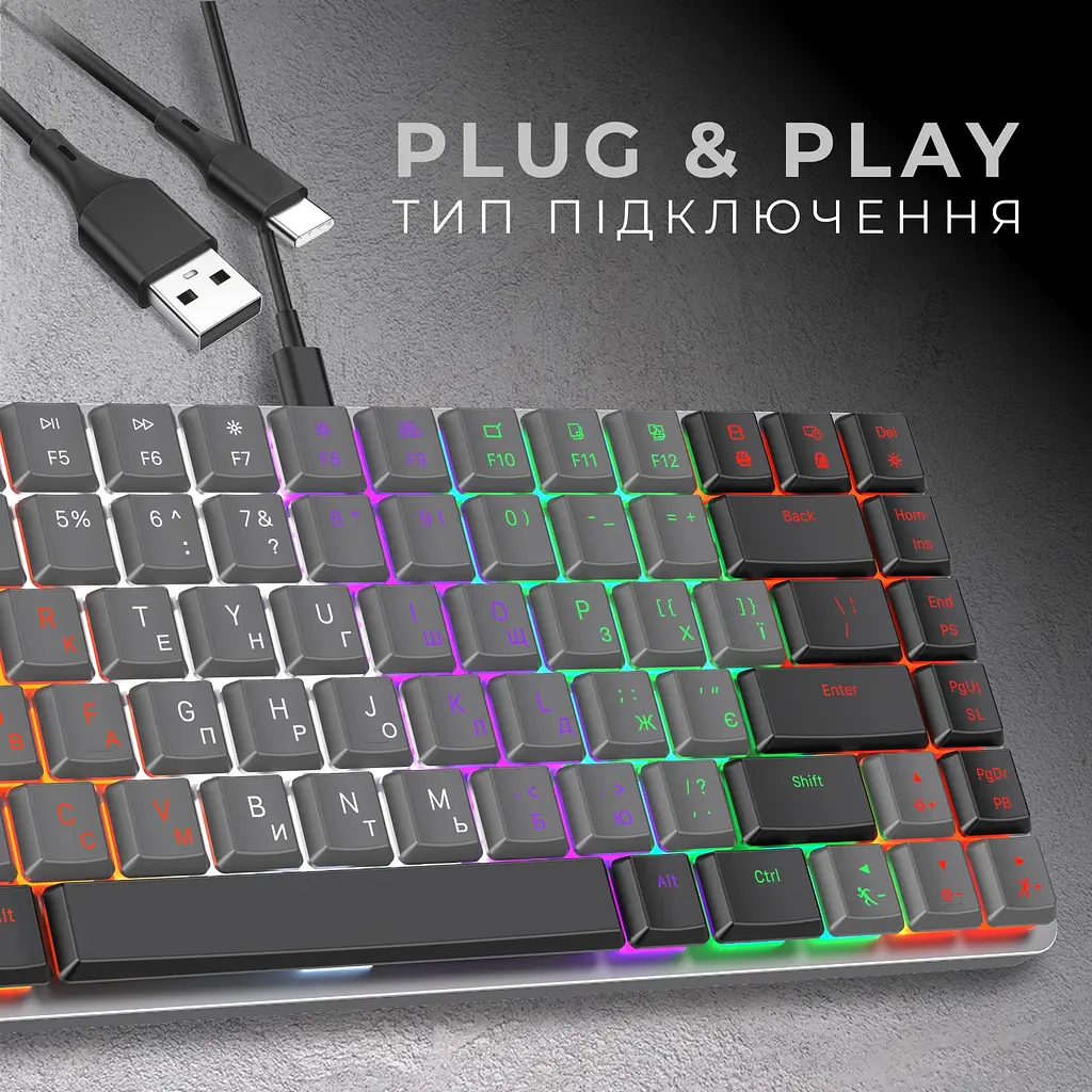 Клавиатура GamePro Red Swich Low Profile USB Dark Gray проводная (MK140R) - фото 9