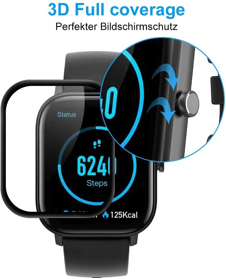 Захисна плівка Amazfeel для смартгодинника Amazfit GTS/GTS2 з рамкою (2 шт.) - фото 3