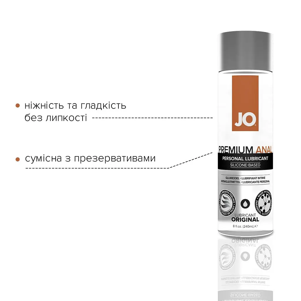 Анальна змазка JO ANAL PREMIUM — ORIGINAL (240 мл) на силіконовій основі водостійка - фото 3