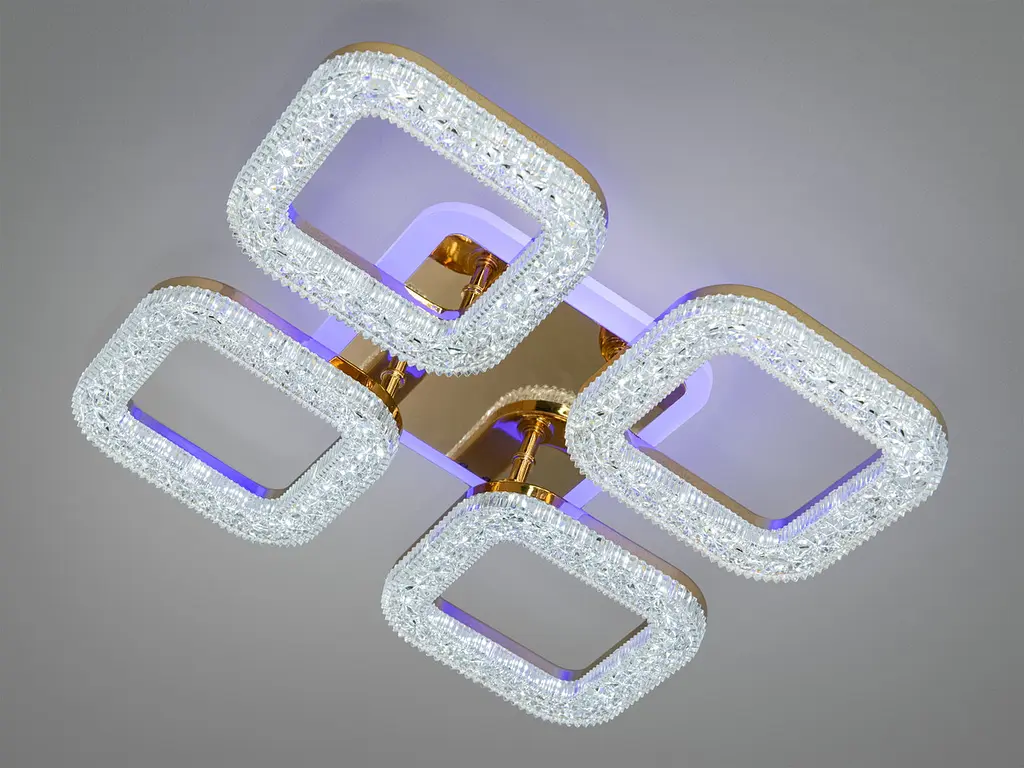 Люстра стельова LED Diasha S2205/4G, 50W, 3200K-6000K, золото, сучасний стиль, з пультом управління - фото 2