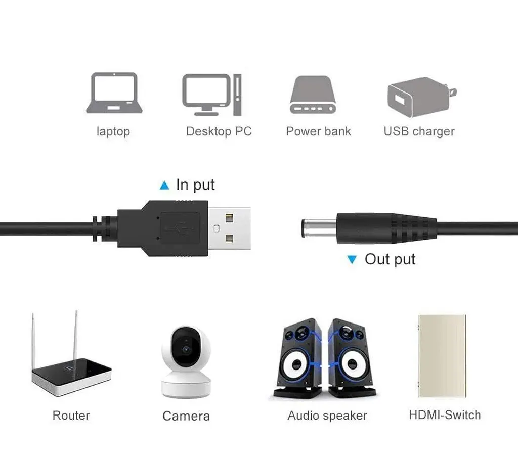 Кабель для роутера USB-DC 5V-12V (1м) підключення від повербанка - фото 5