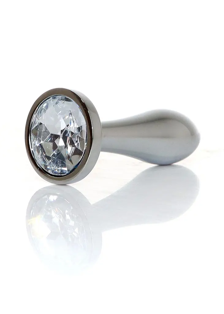 Анальна пробка - Jewellery Silver Plug Clear S - фото 11