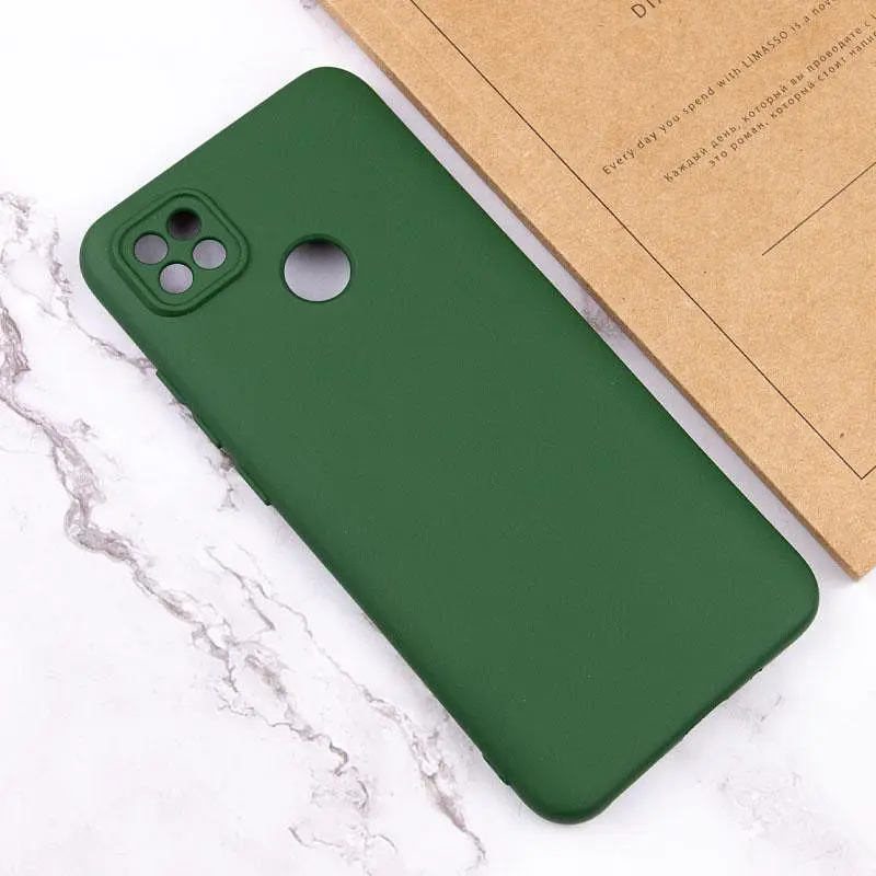Чехол TPU GETMAN Liquid Silk Full Camera для Xiaomi Redmi 9C Зеленый / Dark green - фото 3