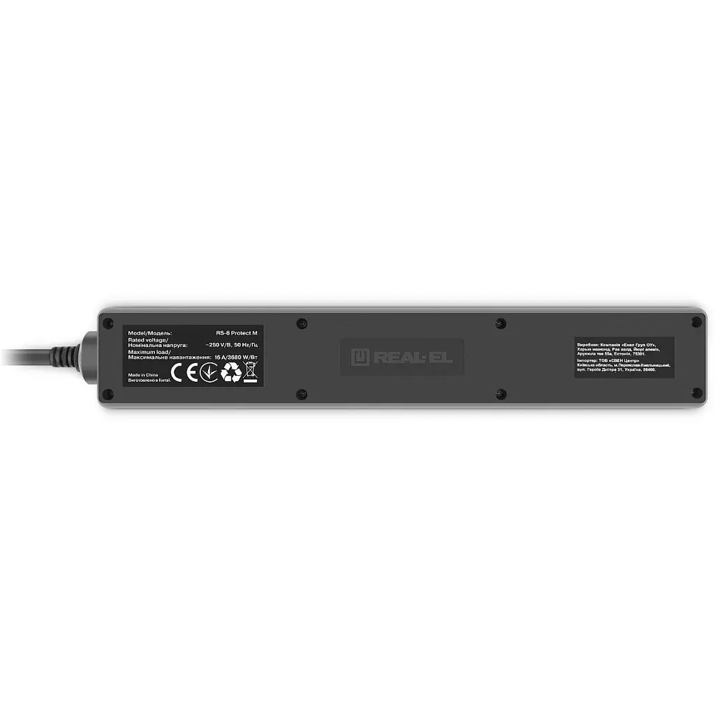 Мережевий фільтр живлення REAL-EL RS-6 Protect M 5m, black (EL122300036) - фото 8