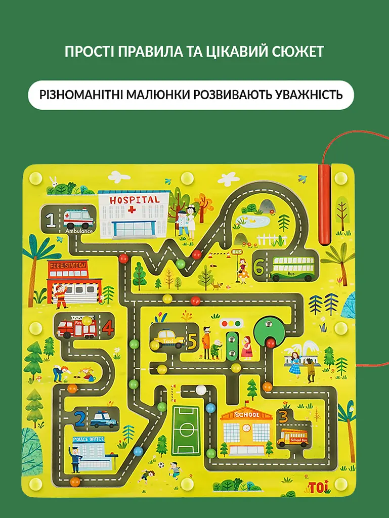 Настільна магнітна гра-лабіринт Toi Дорожній рух (TP308) - фото 6