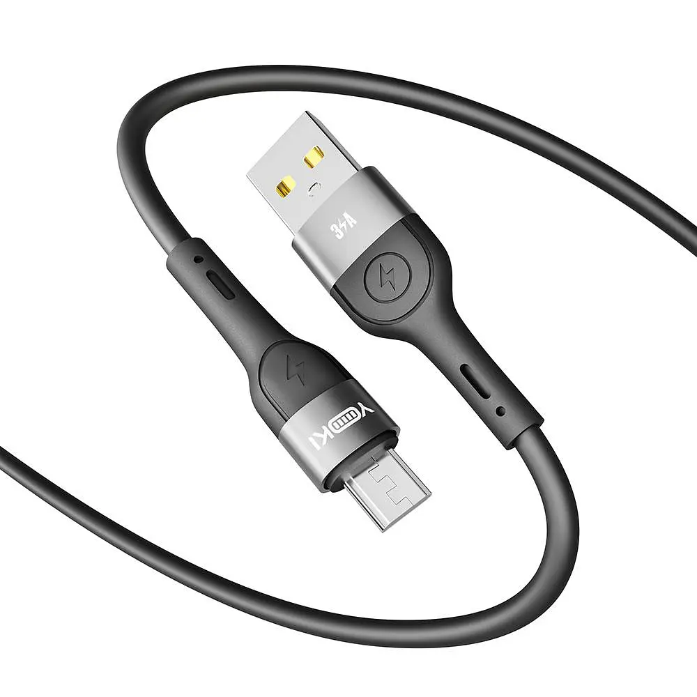 Кабель для заряджання та обміну даними USB Yoki YK-EX11 EXTRA Series USB/MicroUSB 60W 3A/20V 2 m Black - фото 4