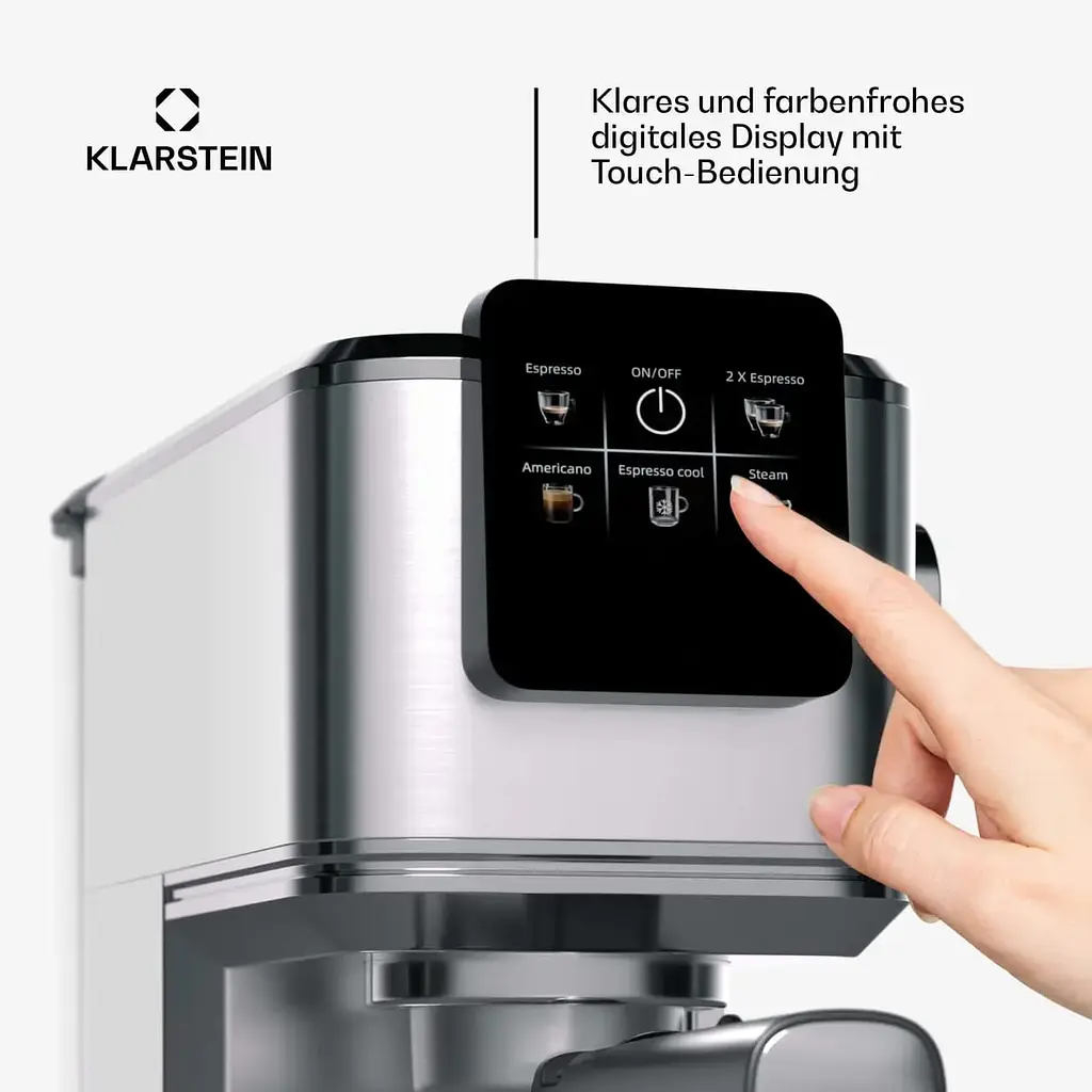 Кофеварка Klarstein SteelPresso Slim 1350 W 20 бар (10046328) - фото 4