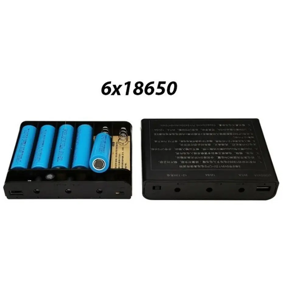 UPS для роутера DIY DC1936K 36W 12Vx3A 9Vx1A USB 19200mAh, комплект для сборки: ИБП+6xАКБ+БП+2 Кабеля, Black - фото 3