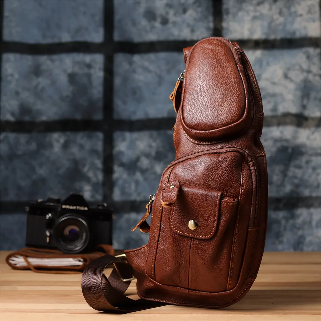 Чоловіча сумка з великою кількістю кишень із натуральної шкіри Vintage 15,5х39х6 см sum0027485 - фото 19