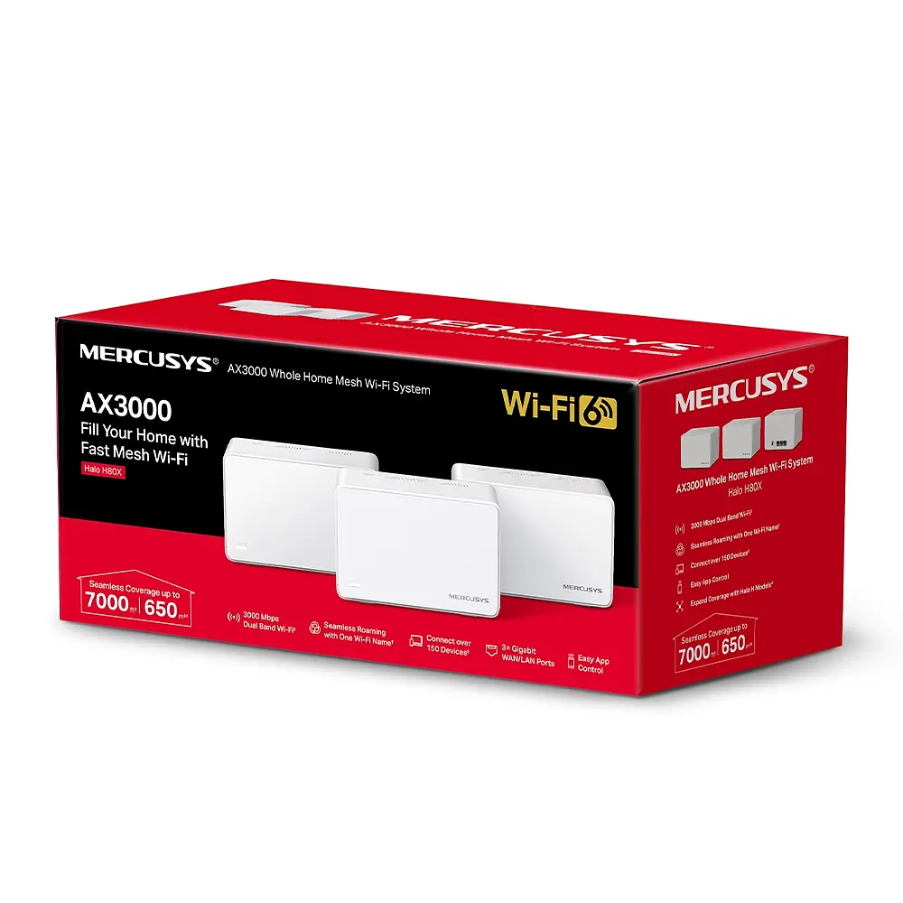 Mercusys Маршрутизатор HALO H80X 3PK AX3000 3xGE LAN/WAN MESH - фото 9