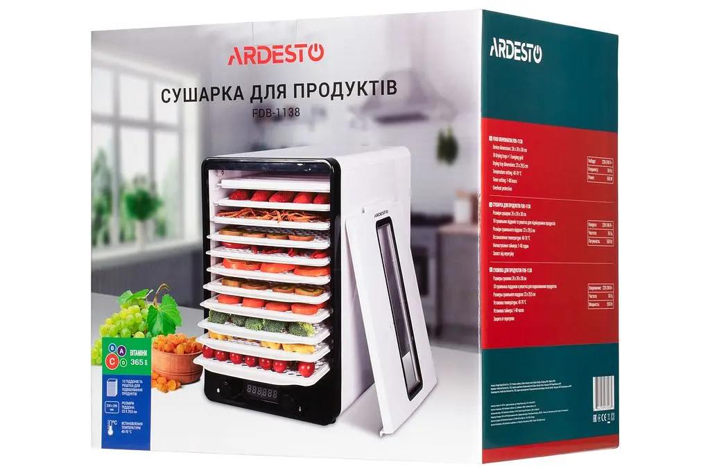 Сушарка для продуктів Ardesto 550 Вт білий (FDB-1138) - фото 9