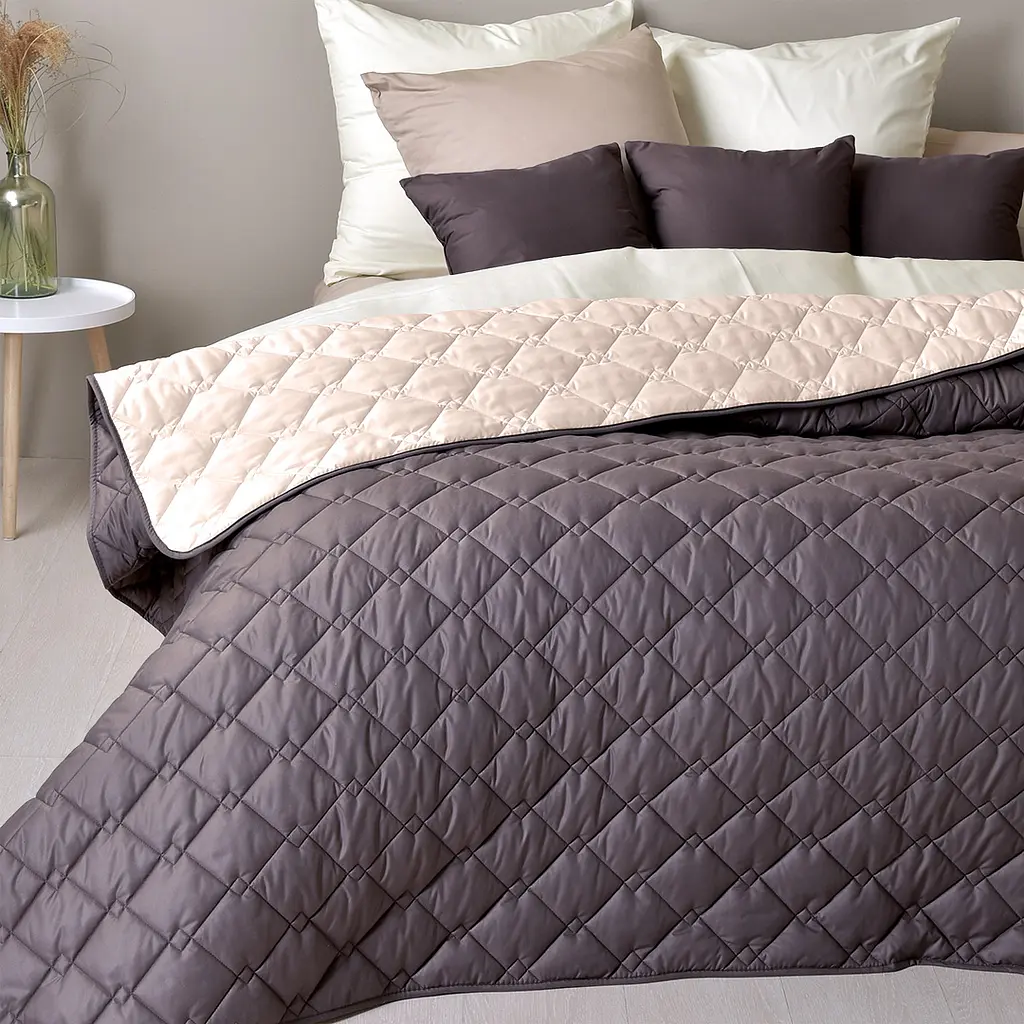 Двостороннє покривало Ideia Стиль Cube шоколадний та бежевий 210 х 180 см (8-32404) - фото 4