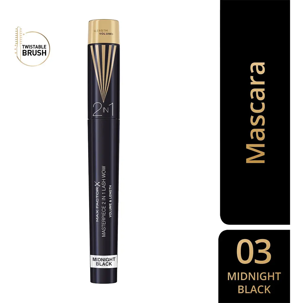 Туш для вій Max Factor Masterpiece 2 In 1 Lash Wow об'єм та подовження Midnight Black - фото 2