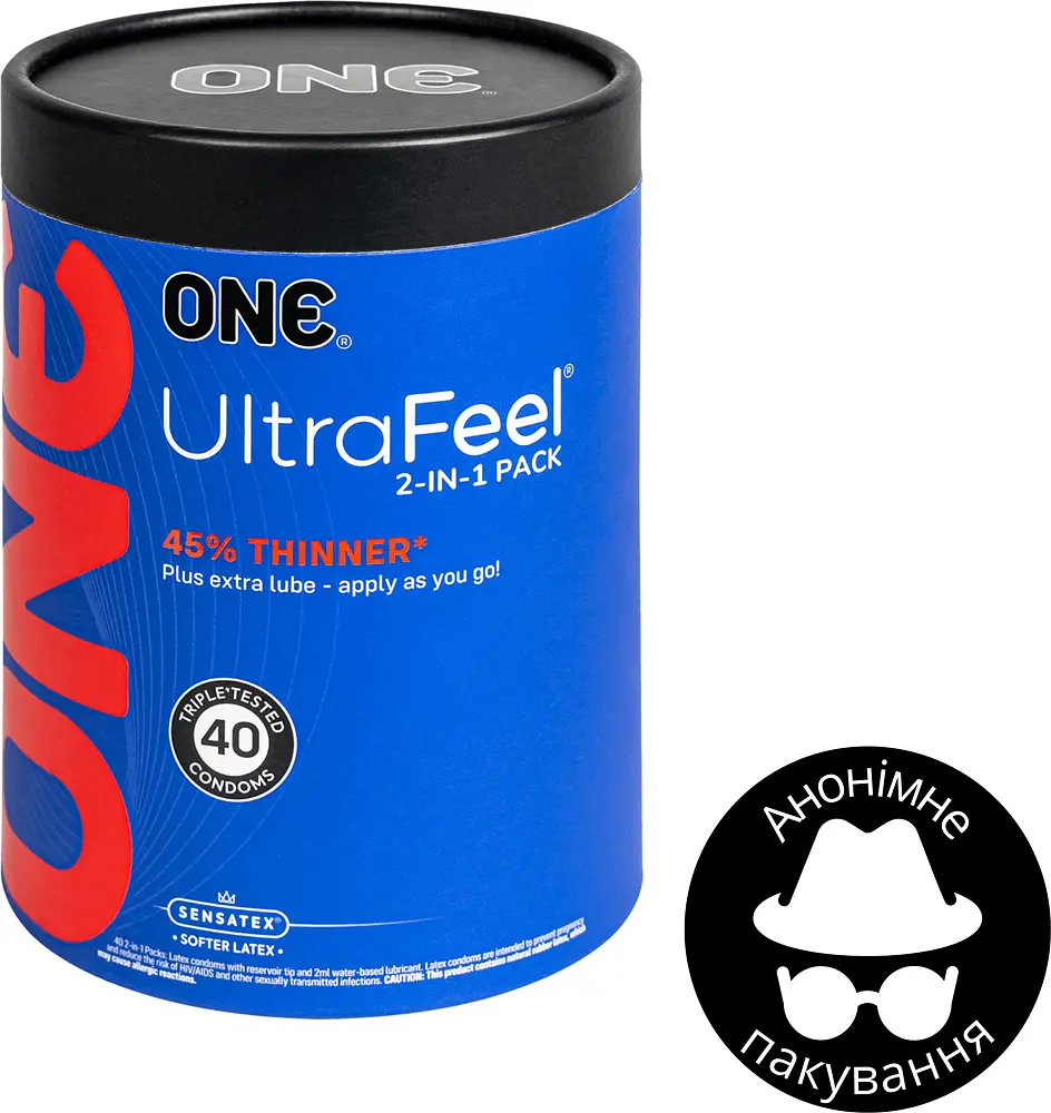 Презервативы One UltraFeel 2 в 1 ультратонкие с дополнительным пакетом смазки 40 шт. (ROZ6501051989) - фото 2
