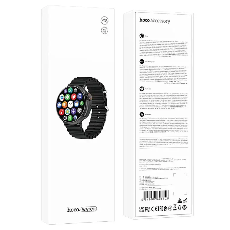 Смарт-годинник Y18 Smart sports watch (call version) Black Hoco teh0030141 - фото 4