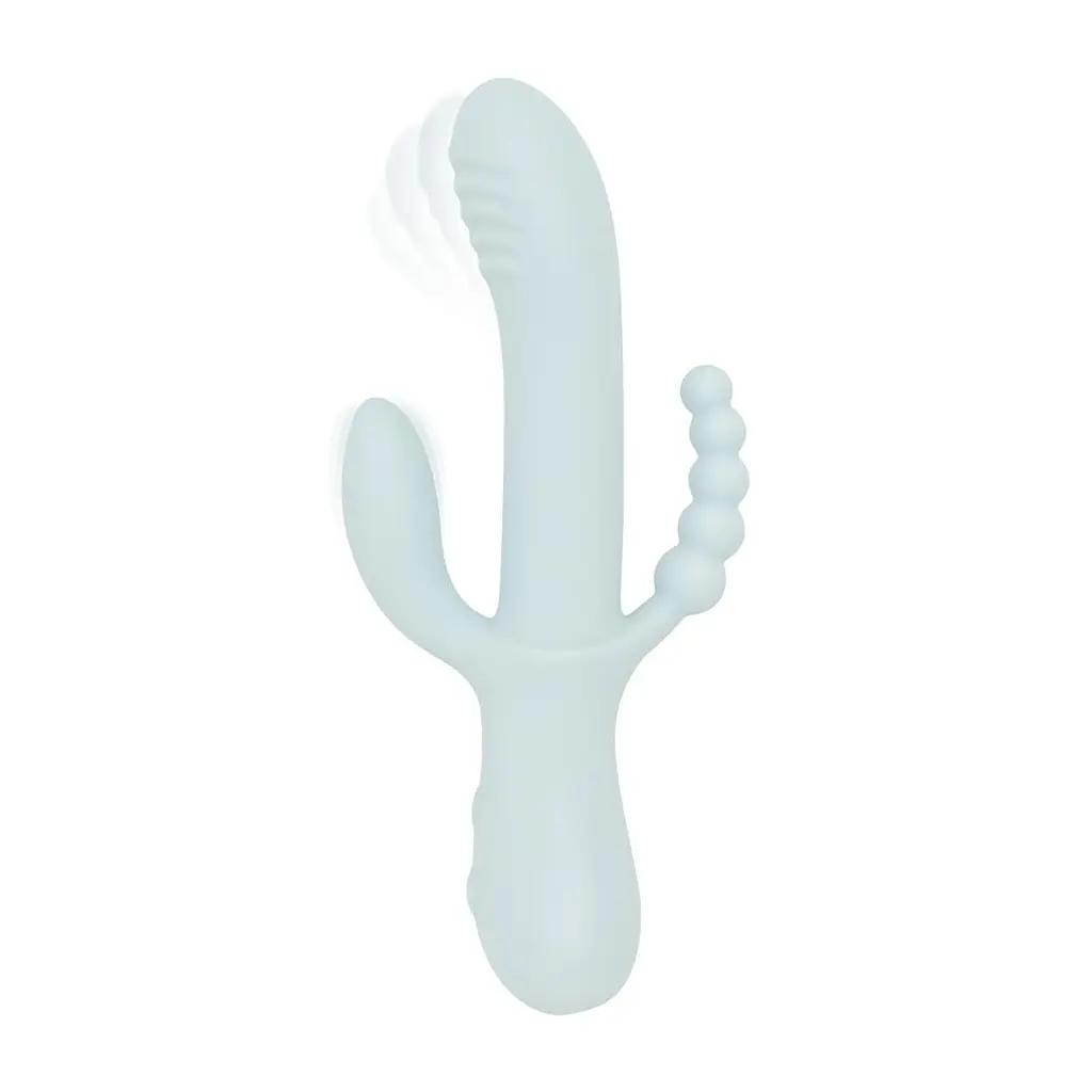 Потрійний вібратор Good Vibes Only - SAGE Triple Stimulation Vibe Soft Silicone - Blue, манливий рух
