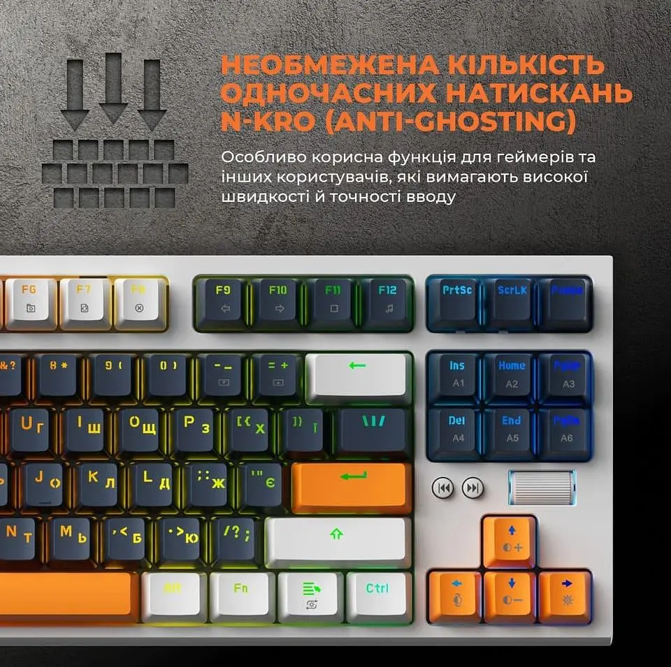 Клавіатура GamePro MK180W Outemu Red Hot-Swap RGB USB White (MK180W) - фото 5