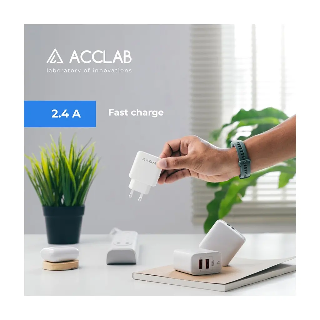 Зарядний пристрій ACCLAB AL-TC224 2хUSB 5В/2,4A/12W (1283126538834) - фото 6