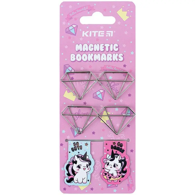 Набір: 4 фігурні скріпки та 2 магнітні закладки Diamond K24-495-1 Kite