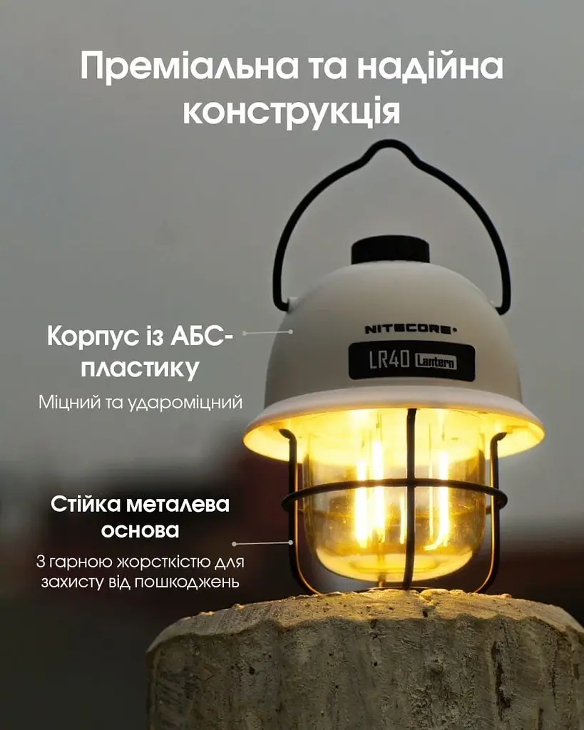Кемпінговий підвісний ліхтарик Nitecore LR40 100лм з Power Bank Type-C (Білий) - фото 3