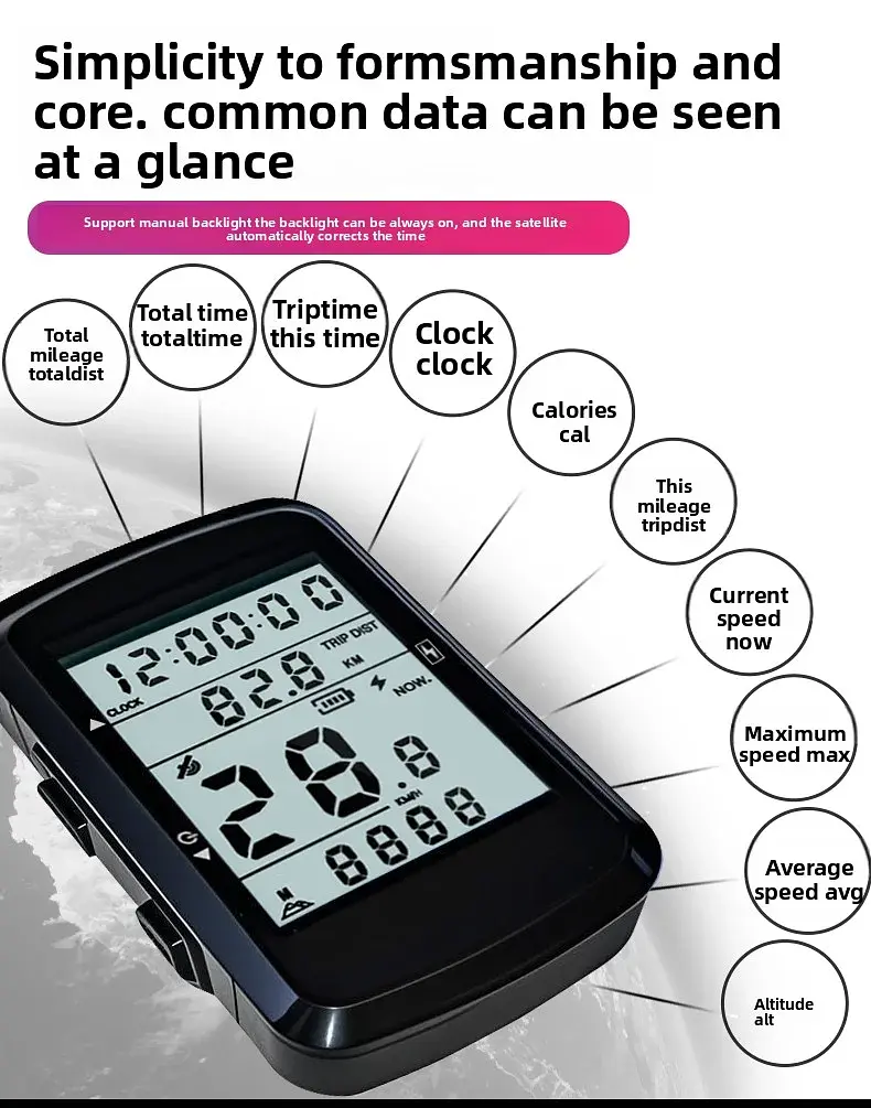 Велокомп'ютер акумуляторний GPS MB-003 LCD-2.4" підсвітка екрана (14 функцій) - фото 6