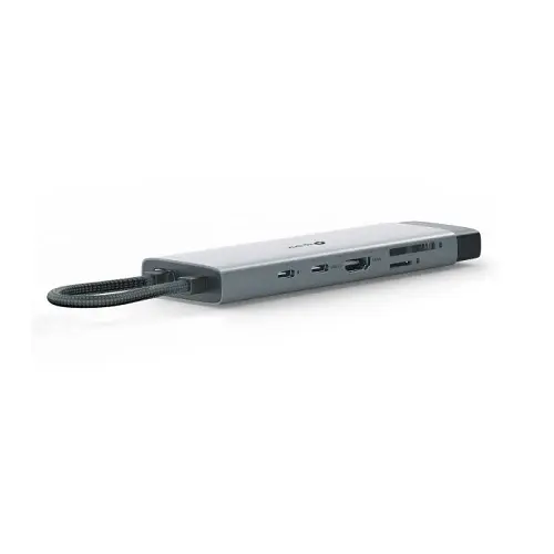 Хаб USB TP-Link "9-in-1", Grey, Type-C 3.0 - 1xType-C (100 Вт) / 1xType-C 3.0 / 3xUSB 3.0 / HDMI 4K / GLan / SD / microSD, кабель 18 см, алюмінієвий корпус (UH9120C) - фото 2