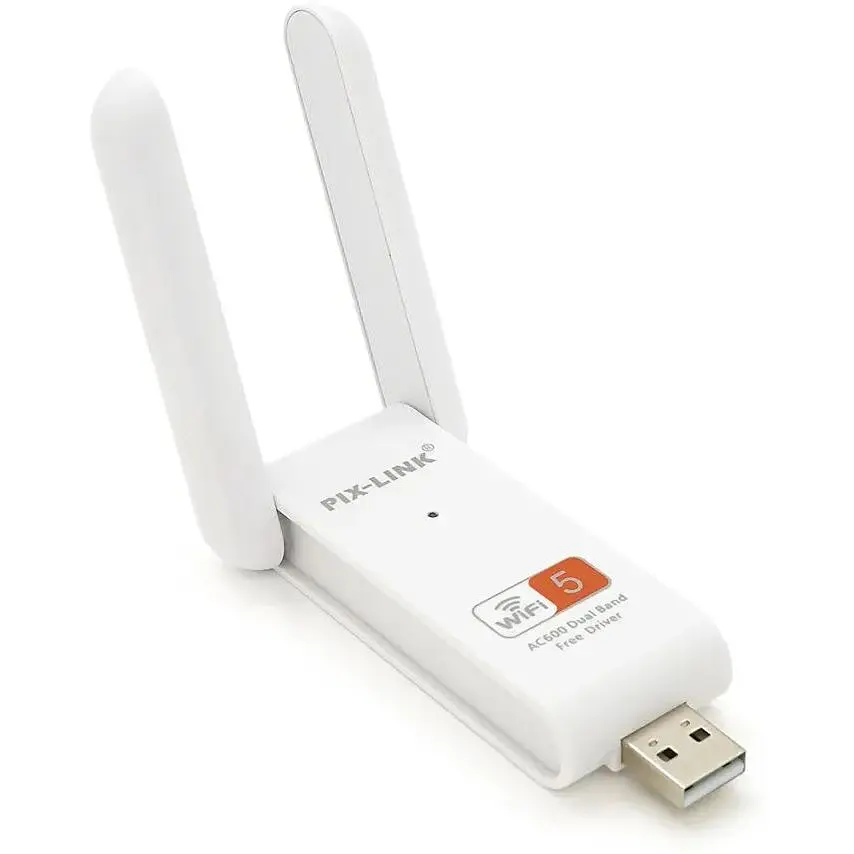 Бездротовий мережевий адаптер Wi-Fi-USB Merlion LV-UAC03D, RTL8811CU, з 2-ма антенами 10см, 802.11bgn, 600MB, 2.4 GHz, Blister - фото 2