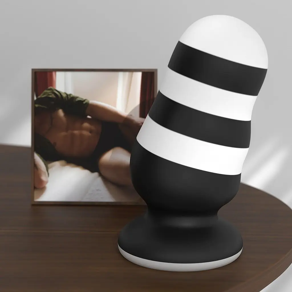 Анальна пробка LoveToy X-Missioner 18 см (чорно-білий) - фото 3