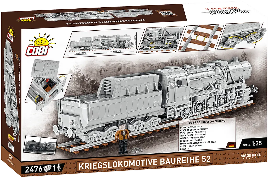 Конструктор Cobi Локомотив Kriegslokomotive Class 52 масштаб 1:35, 2476 деталей (COBI-6281) - фото 2