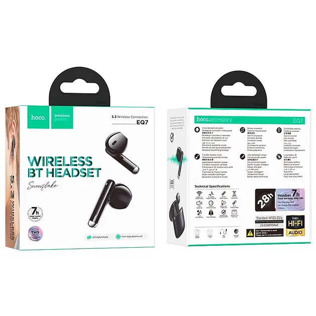 Наушники Hoco EQ7 TWS headset |BT5.3, 40/300mAh, 7h| black - фото 5