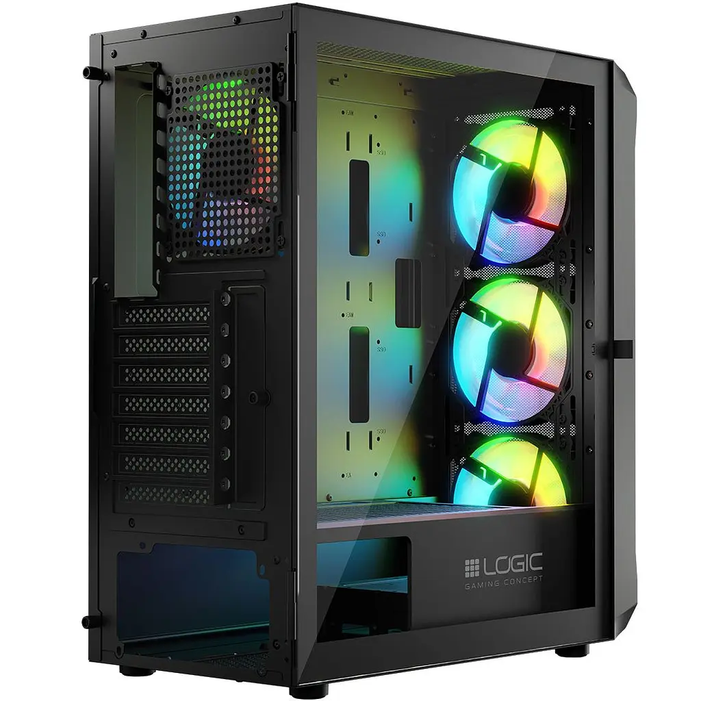 Корпус LogicConcept PORTOS MESH+GLASS ARGB fans 4x120mm BLACK без БЖ ATX - фото 17