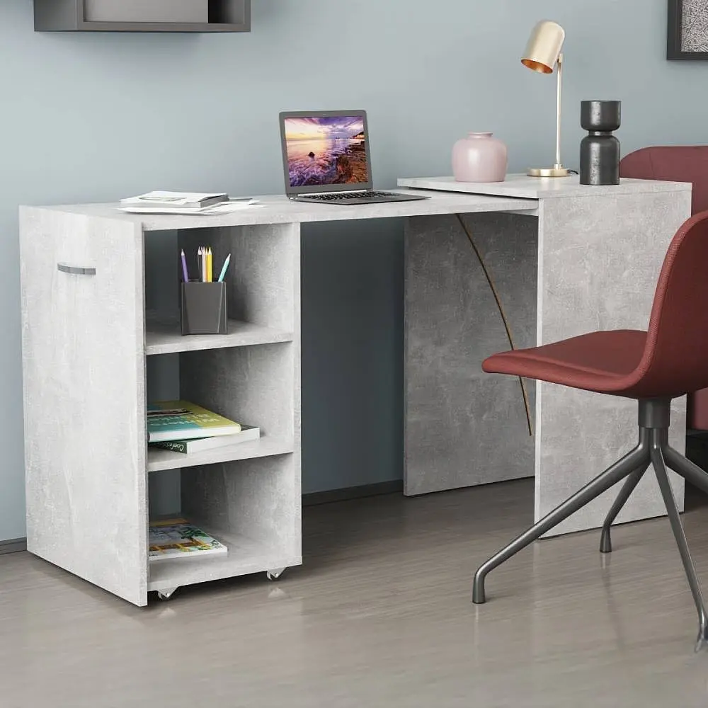 Стол-тумба трансформер Смарт 1/2 Ferrum-decor 750x1450x600 ДСП Бетон 16 мм (FRD-105080) - фото 5