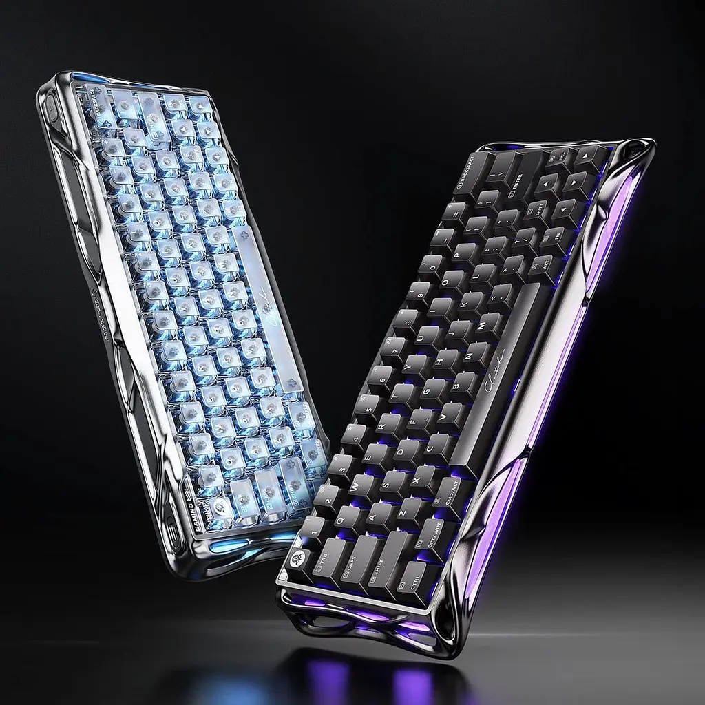 Клавиатура GravaStar Mercury V60 Pro 60 keys Blackcore 8K USB-A RGB Chrome Silver (GSV60PRO_XTAL_SLV) - фото 8